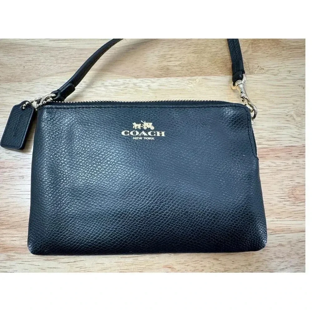 Coach Corner Zip Wristlet in Crossgrain Leather Stylish & Durable Leather Wallet